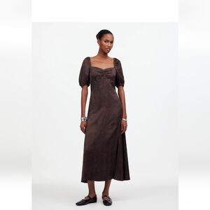 Puff-Sleeve Sweetheart Midi Dress size 10